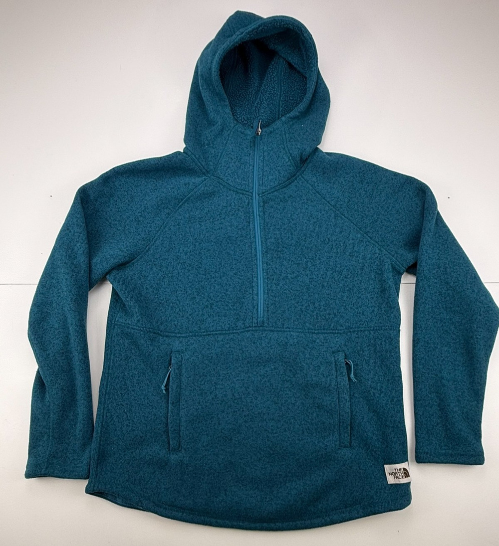 The North Face Crescent Women’s M Teal Hooded 1/2 Zip Fleece Pullover